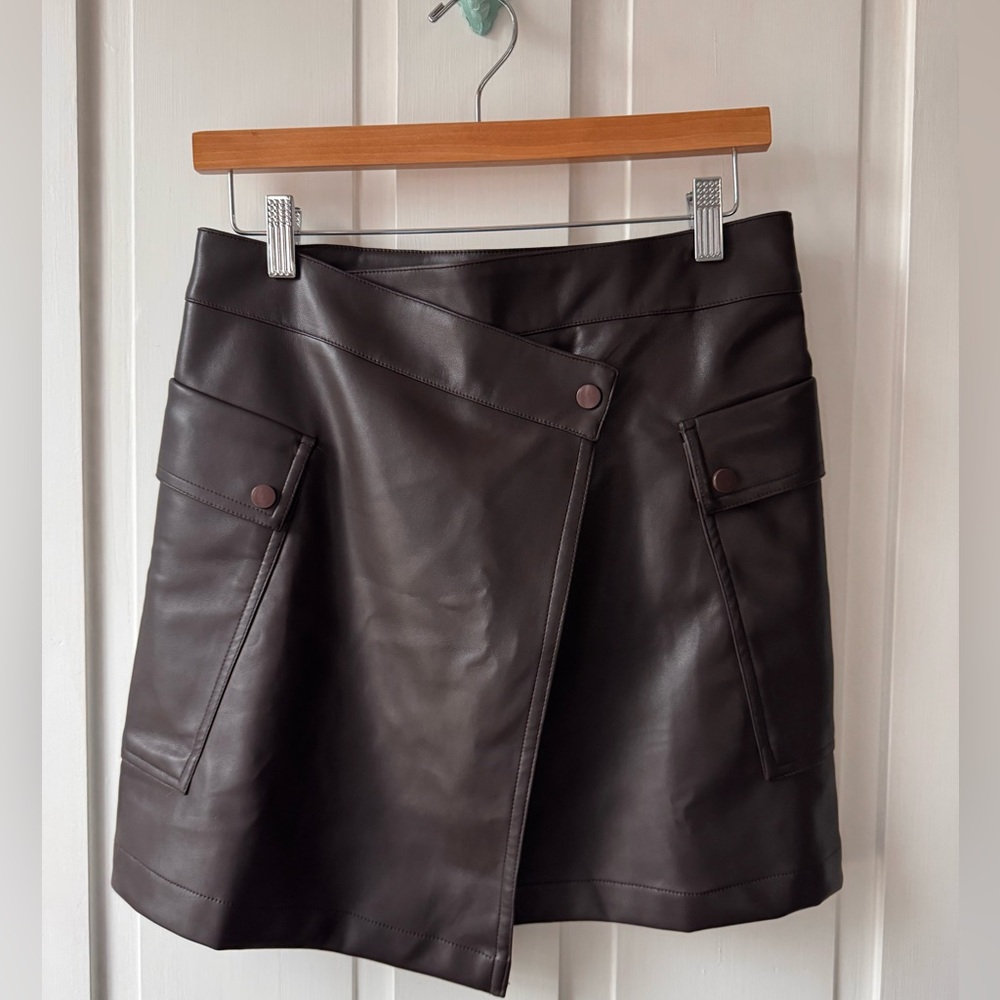 Bishop + Young leather wrap utility skirt in espresso. Size S, never worn.